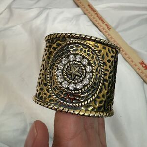 Montana Silversmiths Cuff Bracelet Two Toned Silver Gold Rhinestone Star Bling